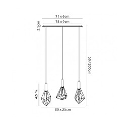 Luminaire Center Suspension Kristoff Noir 3 ampoules 50cm