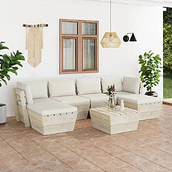 vidaXL Salon de jardin palette 7 pcs avec coussins bois d'épicéa