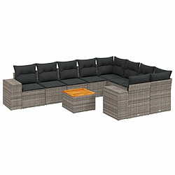 Maison Chic Salon de jardin avec coussins 10 pcs, Ensemble Tables et chaises de jardin, gris résine tressée -GKD611831