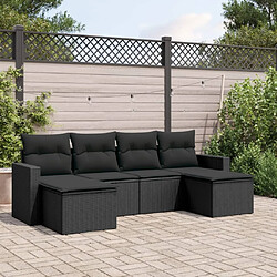 Maison Chic Salon de jardin 6 pcs avec coussins | Ensemble de Table et chaises | Mobilier d'Extérieur noir résine tressée -GKD55314