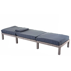 Mendler Chaise longue HWC-A51, en polyrotin, transat de jardin ~ Premium gris, coussin gris foncé