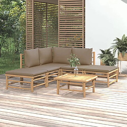 Maison Chic Salon de jardin 6 pcs avec coussins | Ensemble de Table et chaises | Mobilier d'Extérieur taupe bambou -GKD82568