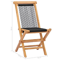 vidaXL Chaises pliables de jardin lot de 2 Bois teck solide et corde pas cher