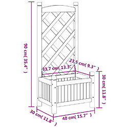 vidaXL Jardinière avec treillis gris bois massif de sapin pas cher