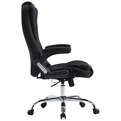 Avis Decoshop26 Fauteuil de bureau XXL sur roulettes confortablement rembourrés avec accoudoirs en tissu noir et métal chromé 10_0002667