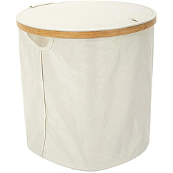 The Home Deco Factory Panier de rangement rond en tissu et bambou.