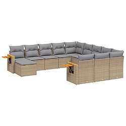 Maison Chic Salon de jardin 11 pcs avec coussins | Ensemble de Table et chaises | Mobilier d'Extérieur beige résine tressée -GKD74586