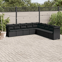 Maison Chic Salon de jardin 9 pcs avec coussins | Ensemble de Table et chaises | Mobilier d'Extérieur noir résine tressée -GKD15641