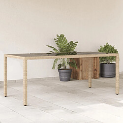 Maison Chic Table de jardin | Table d'extérieur avec dessus en verre beige résine tressée -GKD62512