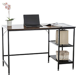 Decoshop26 Bureau table d'ordinateur avec cadre en tubes d'acier et colonne de rangement métal noir MDFmarron 10_0005524