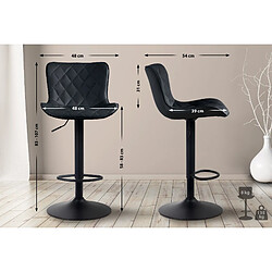 Decoshop26 Lot de 2 tabourets de bar en synthétique noir pieds en métal noir hauteur réglable pivotant TDB10729