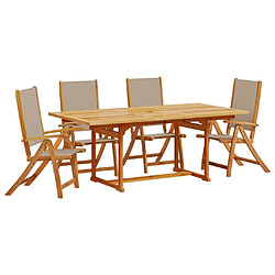 vidaXL Ensemble à manger de jardin 5pcs bois d'acacia solide textilène