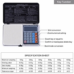 Universal Balance numérique multifonctionnelle 6 en 1 Électronique 500g Balance de poids et calculatrice de palme Conception pas cher