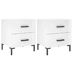 Maison Chic Lot de 2 Tables de chevet,Table de nuit,Table d'appoint pour salon blanc brillant 40x35x47,5 cm -MN47114