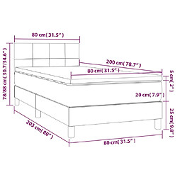 vidaXL Sommier à lattes de lit avec matelas et LED Gris foncé 80x200cm pas cher