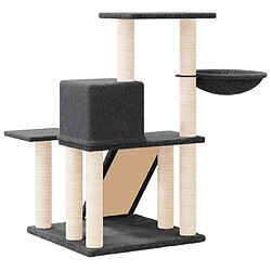 Acheter Helloshop26 Arbre à chat meuble tour grimper jouet grattage grattoir escalade plateforme avec griffoirs en sisal foncé 82 cm gris 02_0022707