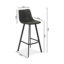 Avis Mes Lot de 2 chaises de bar H68 cm en PU noir - POHAN