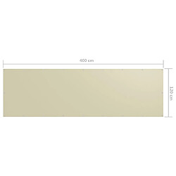 vidaXL Écran de balcon Crème 120x400 cm Tissu Oxford pas cher