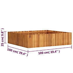 Maison Chic Jardinière,Lit surélevé de jardin - Bac à fleurs - pot de fleur 100x100x25 cm Bois massif d'acacia -GKD80736 pas cher