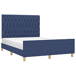 Avis Maison Chic Lit adulte - Cadre Structure de lit avec tête de lit Contemporain Bleu 140x190 cm Tissu -MN81039