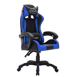 Avis Helloshop26 Chaise fauteuil siège pivotante de bureau informatique étude de jeux vidéo avec LED RVB et similicuir bleu 02_0024201