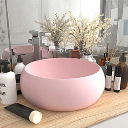 vidaXL Lavabo rond de luxe Rose mat 40x15 cm Céramique