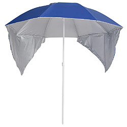 Helloshop26 Parasol mobilier de jardin de plage avec parois latérales 215 cm bleu 02_0008379