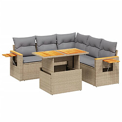 vidaXL Salon de jardin avec coussins 6 pcs beige résine tressée