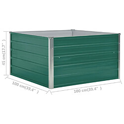 vidaXL Jardinière 100 x 100 x 45 cm Acier galvanisé Vert pas cher