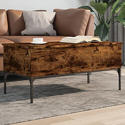 Maison Chic Table basse pour salon | Table à café chêne fumé 100x50x45 cm bois d'ingénierie et métal -GKD63932