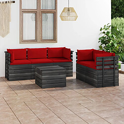 vidaXL Salon palette de jardin 6 pcs avec coussins Bois de pin massif