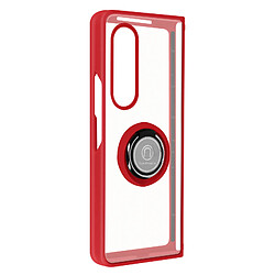 Avizar Coque Samsung Galaxy Z Fold 3 Bi-matière Bague Métallique Support Vidéo Rouge