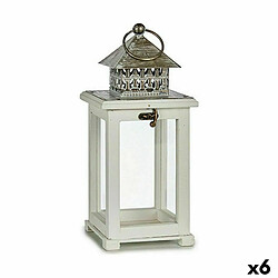 Gift Decor Lanterne Blanc Argenté Bois Métal 13 x 29 x 13 cm (6 Unités)