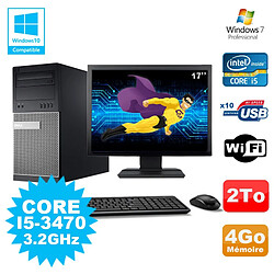 Lot PC Tour Dell 790 Intel I5-3470 3.2Ghz 4Go 2To DVD WIFI Win 7 + Ecran 17" - Occasion