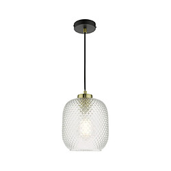 Luminaire Center Suspension Tehya Noir mat, verre texturé