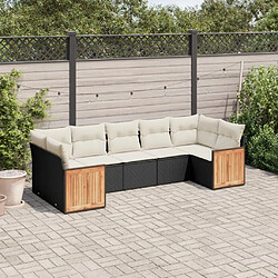 Maison Chic Salon de jardin 7 pcs avec coussins | Ensemble de Table et chaises | Mobilier d'Extérieur noir résine tressée -GKD75902