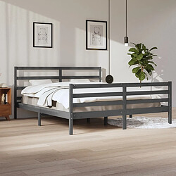 vidaXL Cadre de lit sans matelas bois massif de pin gris 200x200 cm