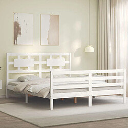 Avis Maison Chic Lit adulte - Cadre Structure de lit avec tête de lit Contemporain blanc 160x200 cm bois massif -MN34327