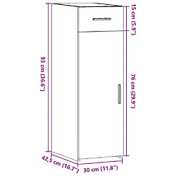 vidaXL Buffet blanc 30x42,5x93 cm bois d'ingénierie pas cher