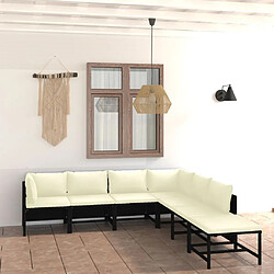 Maison Chic Salon de jardin 7 pcs + coussins - Mobilier/Meubles de jardin - Table et chaises d'extérieur Résine tressée Noir -MN68878