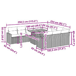 Acheter vidaXL Salon de jardin 11 pcs avec coussins noir résine tressée