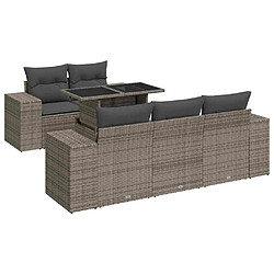 vidaXL Salon de jardin 6 pcs avec coussins gris résine tressée