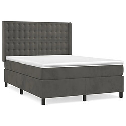 vidaXL Sommier à lattes de lit et matelas Gris foncé 140x190cm Velours