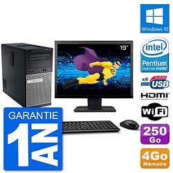 PC Dell 3010 MT Ecran 19" G2020 RAM 4Go Disque Dur 250Go HDMI Windows 10 Wifi - Occasion