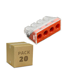 Ledkia Pack 10 Connecteurs Rapides 4 Entrées 2.5-6.0 mm² Orange