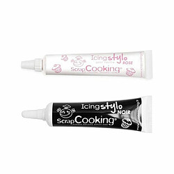 Scrapcooking 2 stylos de décoration gâteau - rose & noir