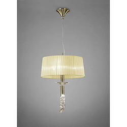 Luminaire Center Suspension Tiffany 3+1 Ampoule E27+G9, laiton antique avec Abat jour crème & cristal transaparent