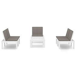 Avis Maison Chic Salon de jardin 4 pcs + coussins - Mobilier/Meubles de jardin - Table et chaises d'extérieur Plastique Blanc -MN41637