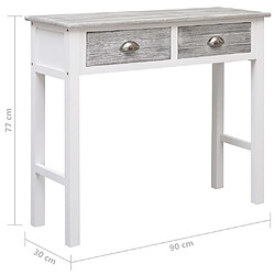 vidaXL Table console Gris 90 x 30 x 77 cm Bois pas cher