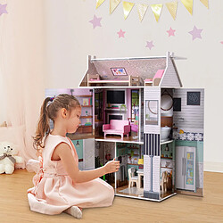 Acheter Olivia'S Little World Maison de poupée en bois enfant 3 étages avec 13 accessoires de mobilier blanche Olivia’s Little World TD-13632A